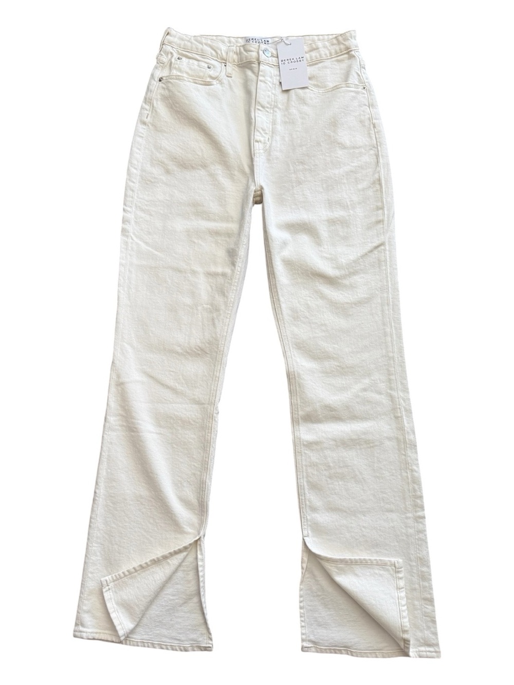 NWT Derek Lam 10 Crosby Frankie Ultra High Rise Split Hem Jeans Ivory 30